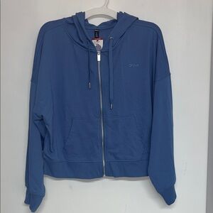 DKNY Women’s XL Classic Blue Hoodie, New Full Zip Blue